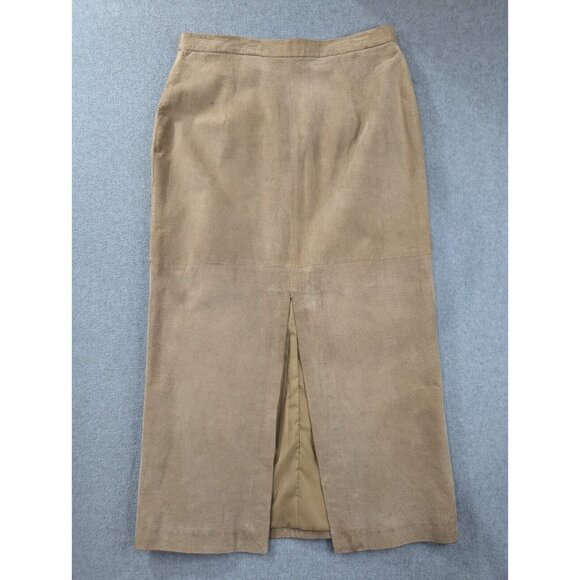 Bagatelle Leather Skirt Womens Size 14 Tan Suede Straight Zipper in the Front - Picture 6 of 13